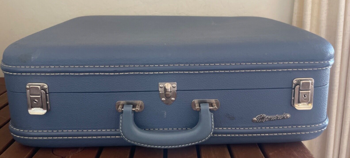 Vintage 1960s Luggage Monarch Blue Hard Shell Suitcase Set