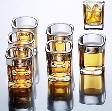 6 Pack Heavy Base Shot Glasses Set, 2.2 Oz Clear Tequila Square Shot Glass Bulk,