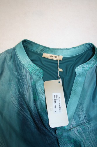 NWTS Timeson Green Swirl Print Blouse W Flutter Sleeves Size Large - Picture 4 of 4