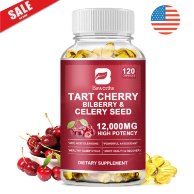 Tart Cherry Extract Capsules with Celery Seed Uric Acid Cleanse Muscle Recovery