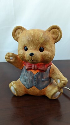 Vintage Teddy Bear Lamp Night Light Nursery Decor Boy Girl 