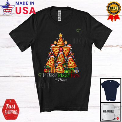Merry Pizzamas; Lovely Christmas Custom Name Santa Pizza X-mas Tree; Baker Shirt
