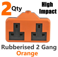 2PCS HEAVY DUTY Rubber Socket Extension Electric Trailing Socket High Orange UK