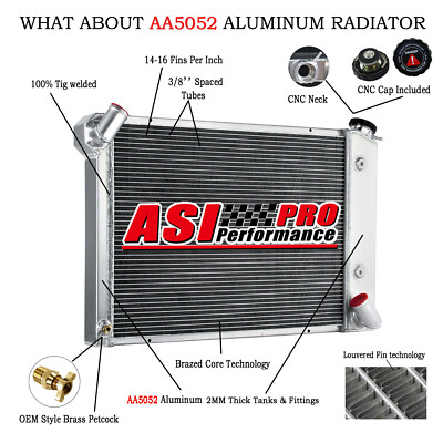 4 Rows Aluminum Radiator for 1966 ,1967, 1968 Chevy Corvette 7.0L 427 V8 Engine