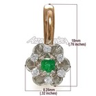 14k Solid Rose & White Gold Emerald Diamond European style  Earrings #E946 — photo 3
