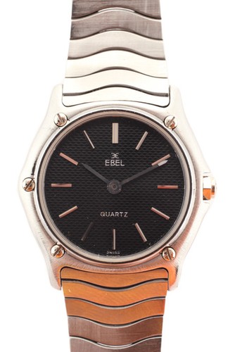 ebel silver tone metal round face link wrist watch wc1138 mhl