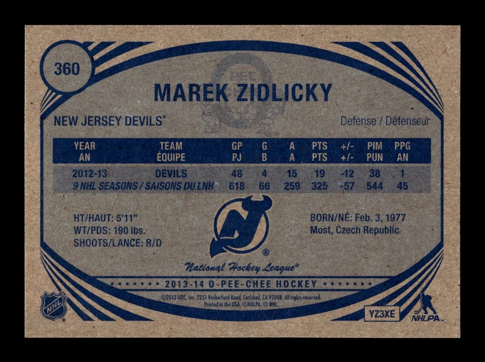 PWE READ stock photo . 2013-14 opc o-pee-chee retro #360 marek zidlicky - Image 2 of 2