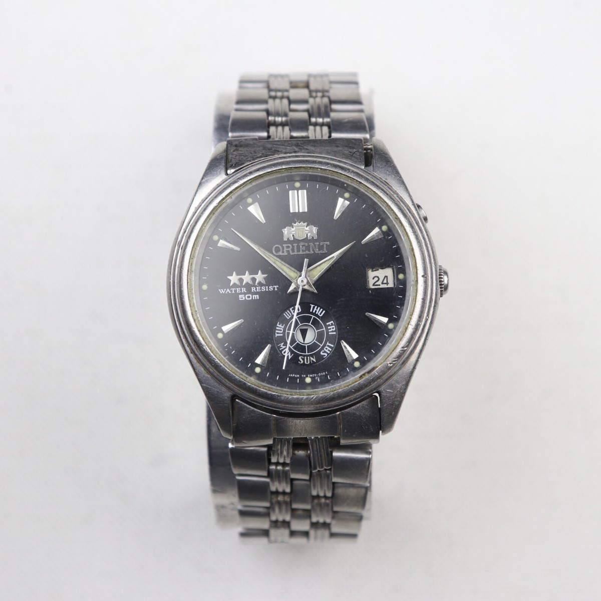 Rare ORIENT 3 Star EM5J-C0 CA Automatic Day Pointer/Date