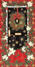 Christmas Wreath Door Cotton Fabric Timeless Treasures CM4274 - 24"X44" PANEL
