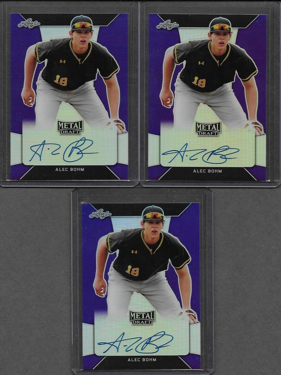 2018 Leaf Metal ALEC BOHM Purple Prismatic Auto RC X/25 Phillies