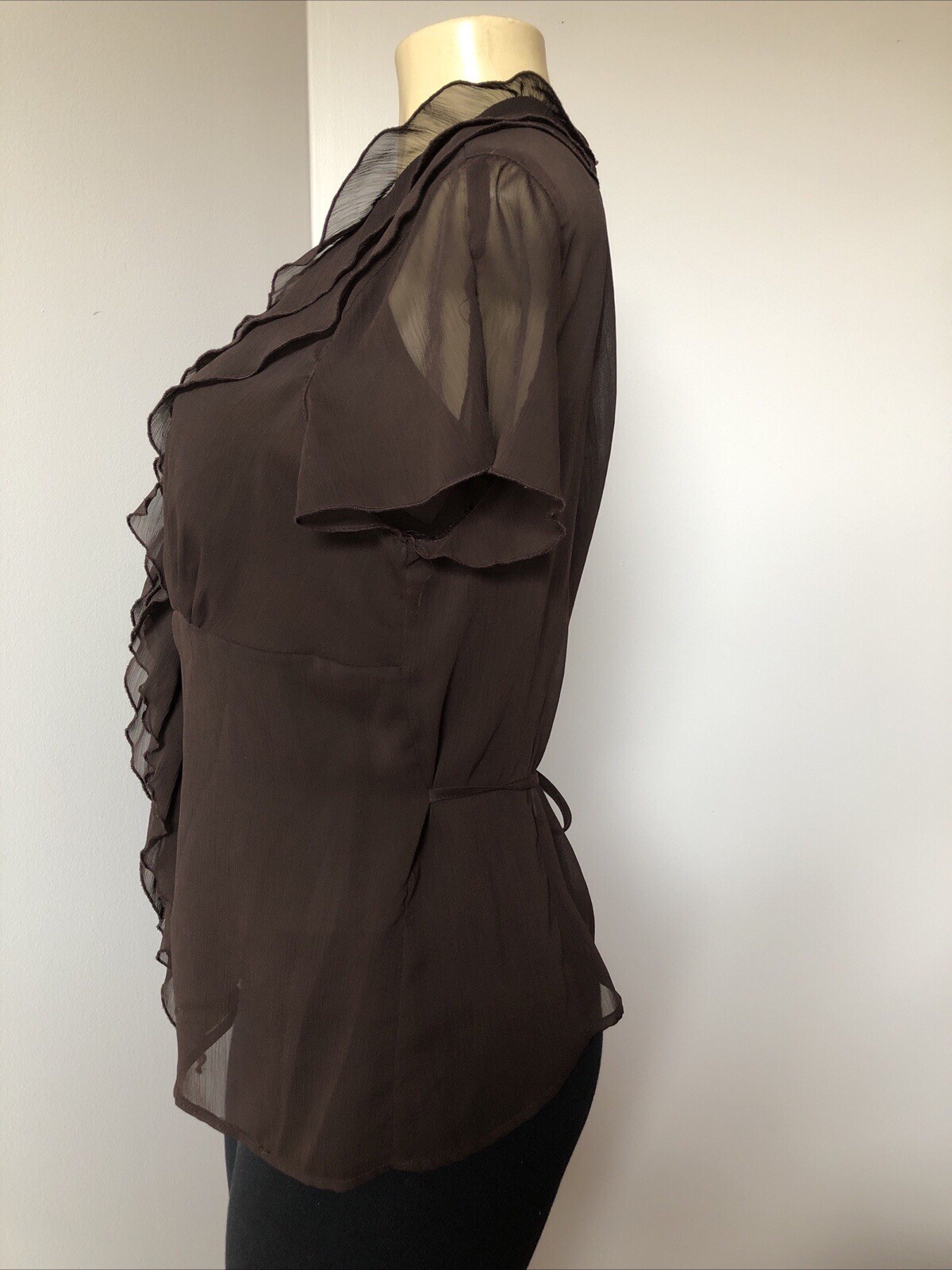 Women's Top HEIRLOOM LIMITED Brown Chiffon w/Cami… - image 5