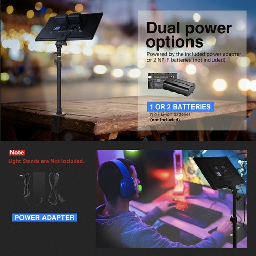 Neewer 288 Dimmable Large LED Video Light Panel 45W with 2.4G Remote Control - Bild 6 von 7