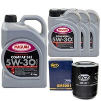 MotoröL Set Compatible 5W-30 Plus Meguin 8 Liter + ÖLfilter FüR Hyundai H-1 2.5