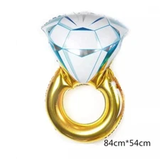 Gold Large Diamond Ring Engagement Wedding Celebration Foil Helium Balloon