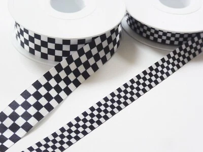 BERISFORDS CHEQUERED FLAG RIBBON Satin 15mm or 25mm Motor Racing Car Birthday Cake