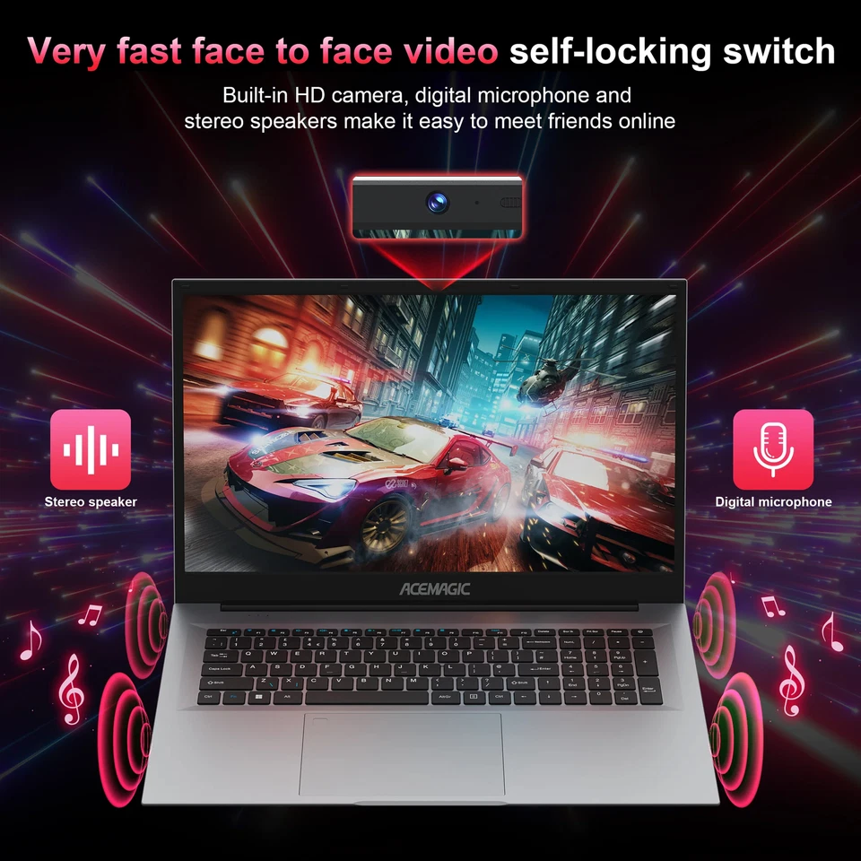 ACEMAGIC 18.5'' Laptop Intel N150 16GB DDR4 512GB SSD Windows 11 Pro WIFI5 BT - Image 3 of 4