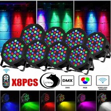 8Pcs 108W RGB Par Stage Light LED DMX DJ Disco Party Lighting Beam Wash Lights