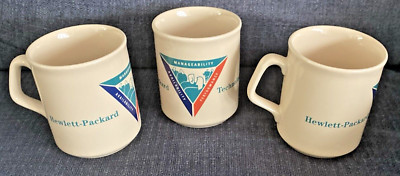 3 Vintage HP HEWLETT PACKARD Coffee Tea Mugs Made In England RARE