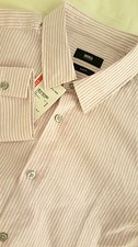 NWT HUGO BOSS Men's Long Sleeve Striped Purple Dress Shirt Size Large L SLIM FIT