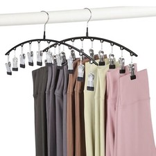 2 Pack Legging Organizer Closet Pants Hangers w/ 10 Clips for Yoga Pants Skirts