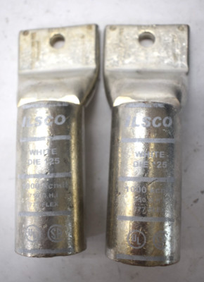 Lot of 2 Ilsco CLWS-1000-38 Sure Crimp Copper Compression Lug White Die 125