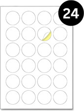 White round Circular Sticker Label 44 Mm A4 Sheet 600 Labels, 25 Sheet - 24 per