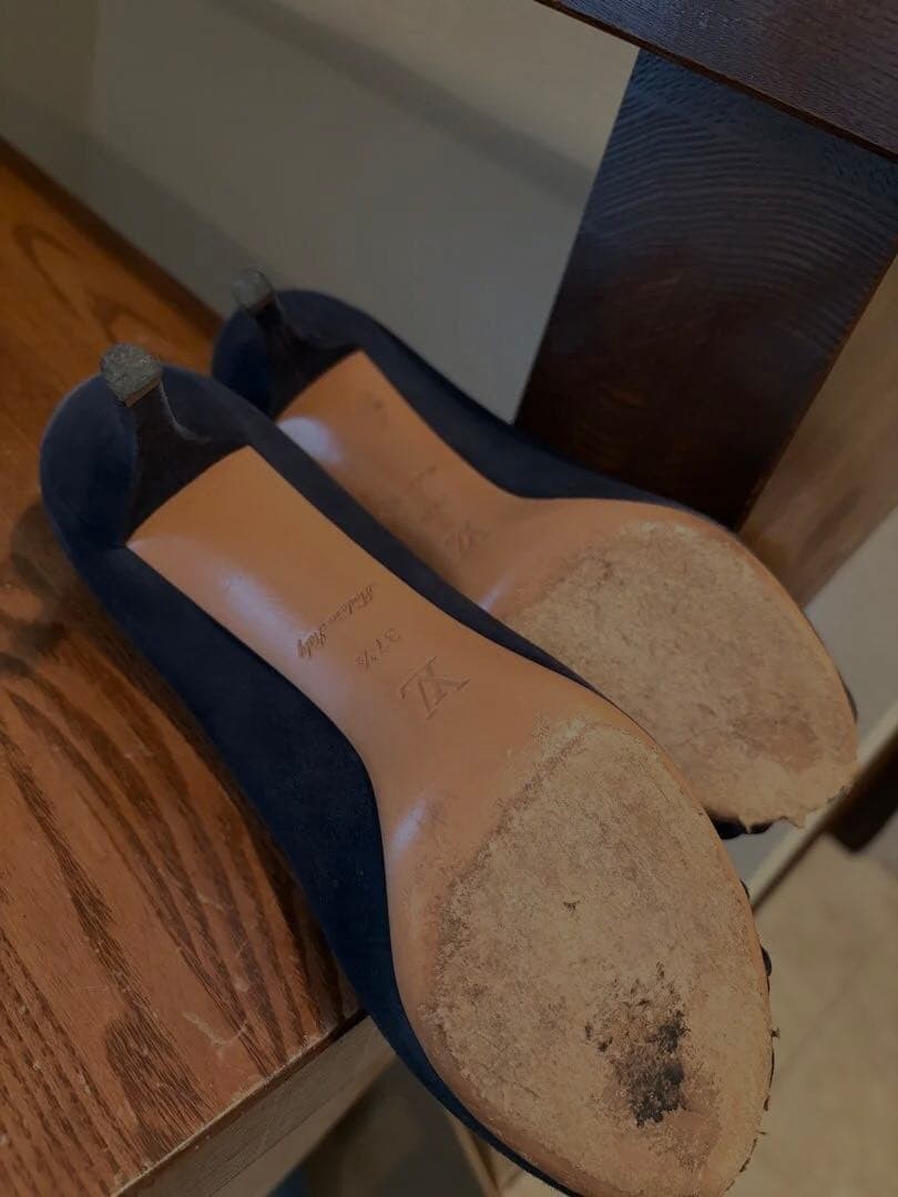 LOUIS VUITTON Pumps Heel Suede Navy EU37.5/US7.5 120395c thumbnail 14