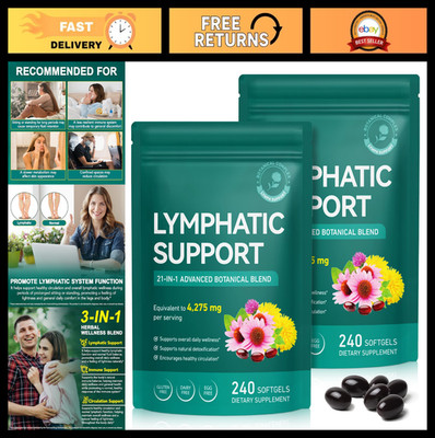 2 Pack Lymphatic Drainage Supplements - 21-in-1 Herbal Complex for Cleanse, Bala