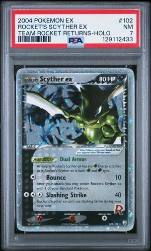 ROCKET'S SCYTHER EX HOLO 102/109 TEAM ROCKET RETURNS POKEMON PSA 7