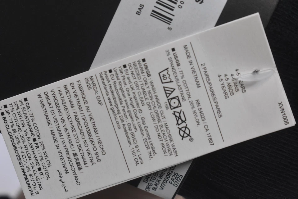 Pack de 2 Leggings Bebé Gap Niñas 4-5 Años Blanco Negro Algodón Orgánico Niño Pequeño Foto 4 de 4