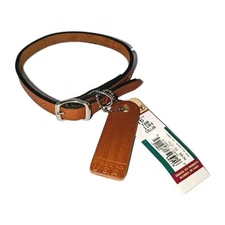 Dog Collar Leather Medium 16" Circle T Oak Tanned Brown Coastal Pet USA NEW NWT!