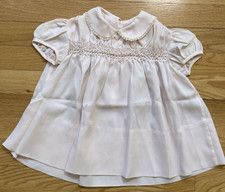 Vintage Pale Pink Handmade Smocked Baby Dress