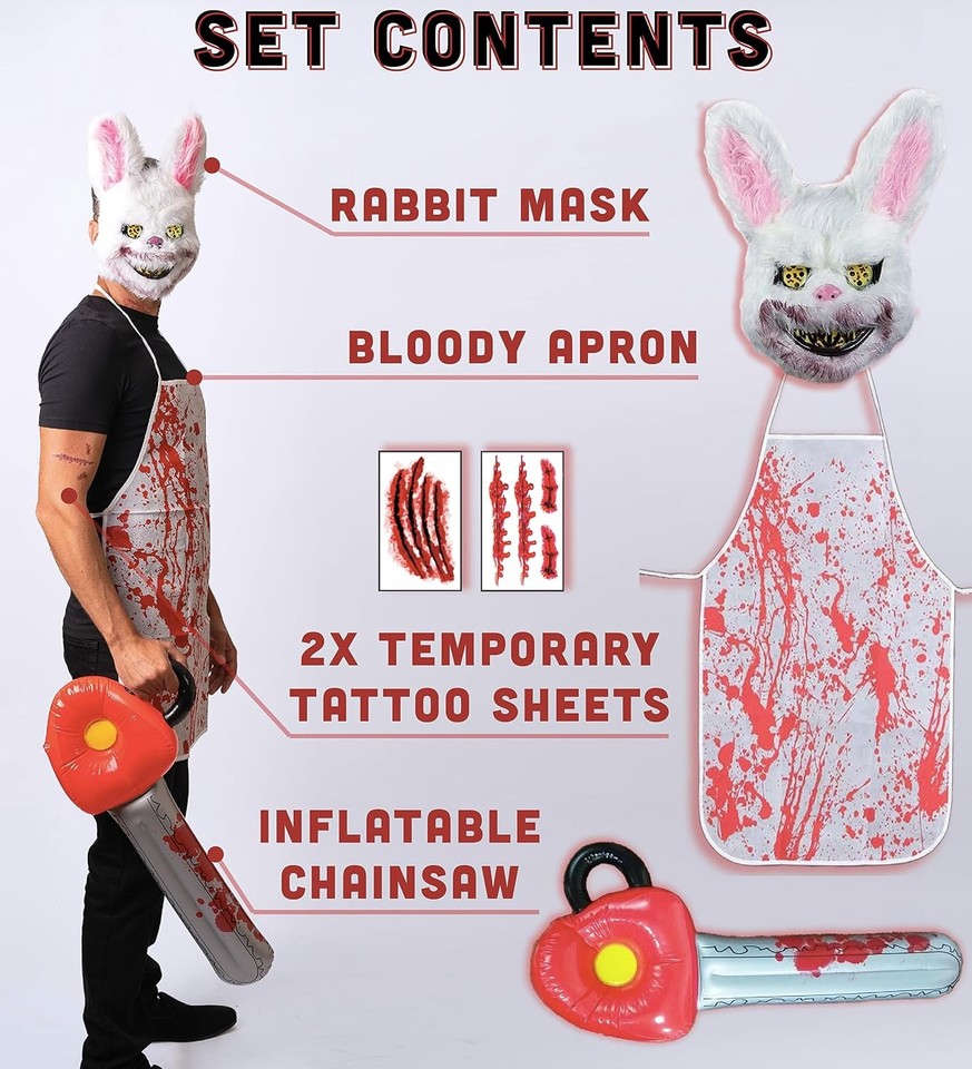 5 pcs Horror Rabbit Costume - Halloween Costumes For Men - Adult & Teen ...