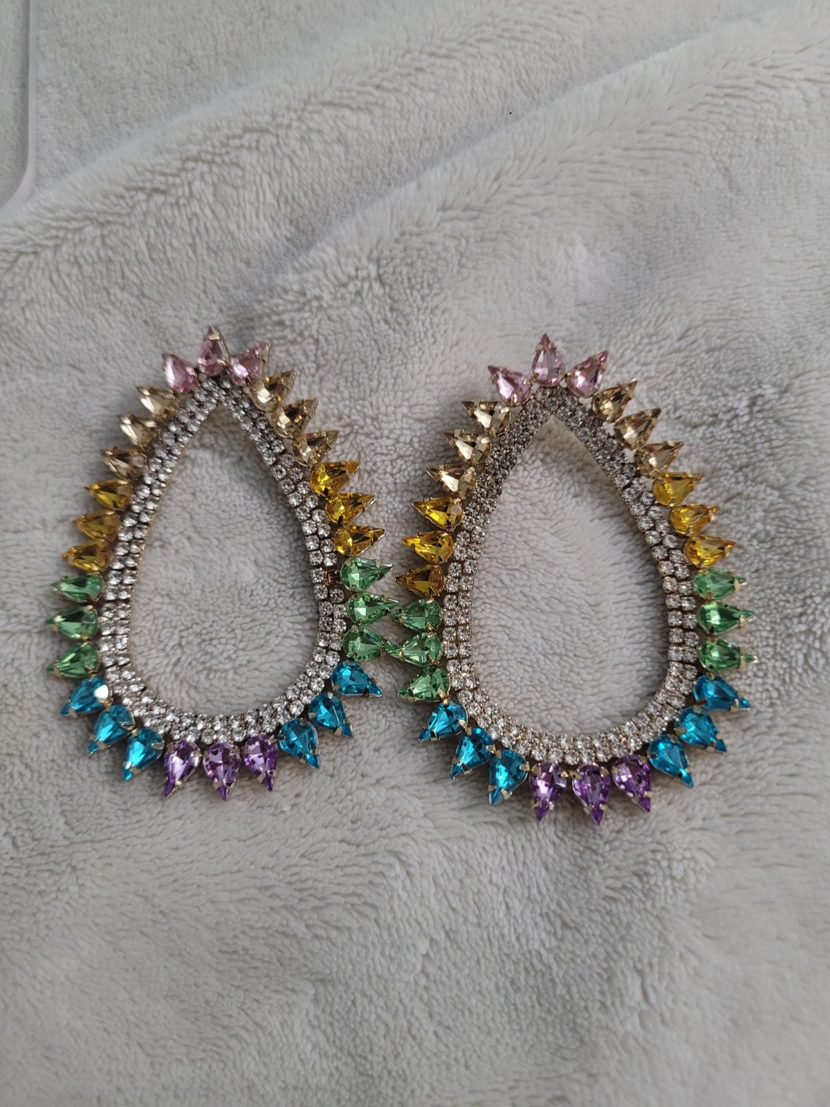 Large Rainbow Rhinestone Statement Earrings – - image 2