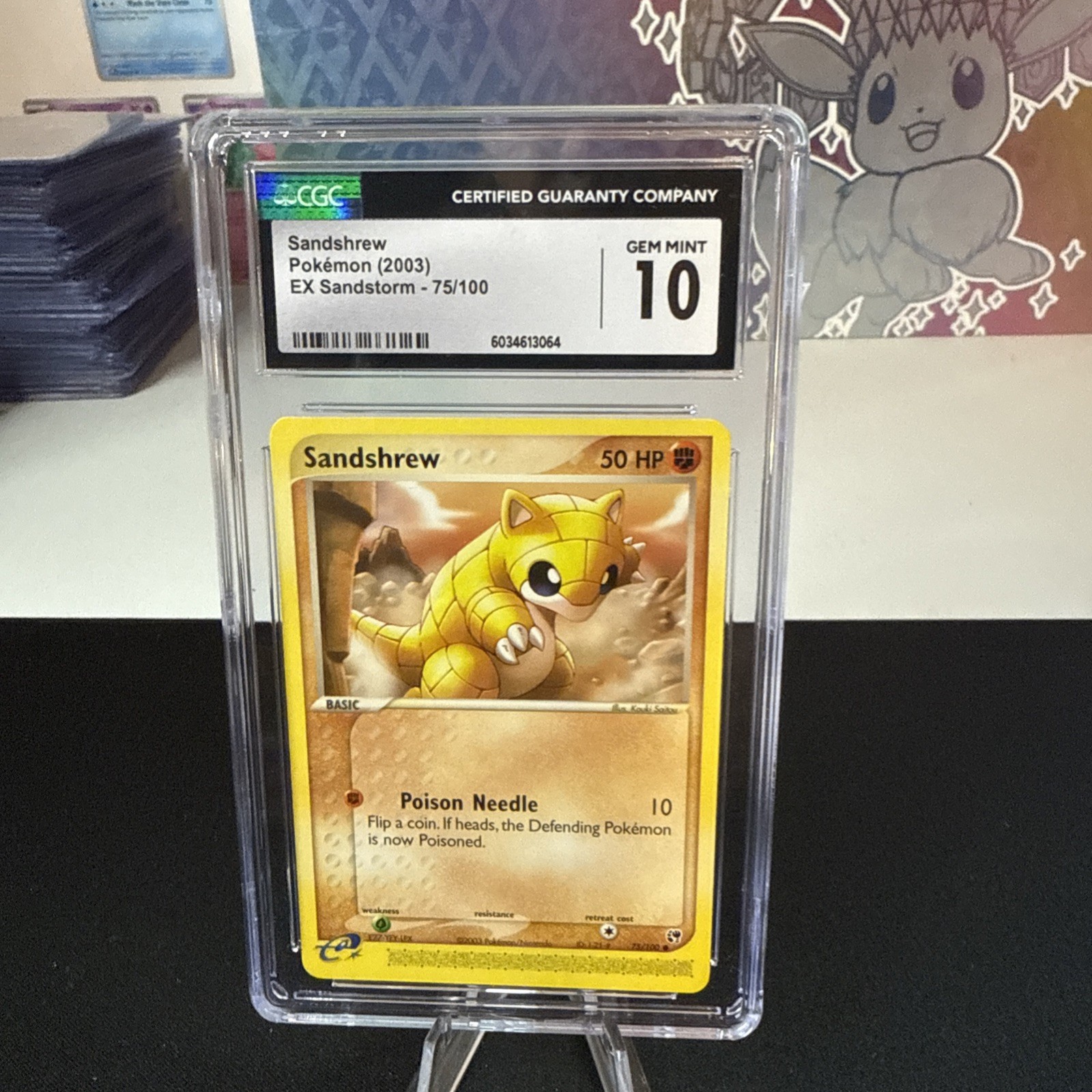 CGC 10 GEM MINT 2003 Pokemon EX Sandstorm Sandshrew eReader 75/100-image