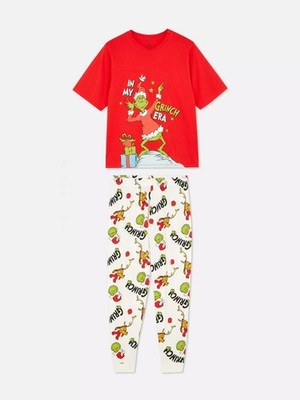 Dr. Seuss THE GRINCH Damen-Pyjama Jersey-Schlafanzug kurzarm NEU
