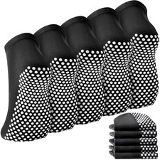 Grip Socks for Women  Men- Non Slip Grippy Sticky Anti 5 Pairs Dot/ Black 
