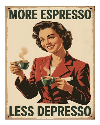 Retro Kaffee Humor Wandkunst Dekoration im Vintage-Stil Kaffee-Thema W