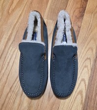 HARI MARI Hacienda Fur Lined Slipper Moccasin $160 Pewter Gray Size 12 READ 