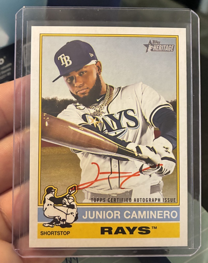 2025 Topps Heritage High Number- Junior Caminero Real One Red Ink Auto 45/76