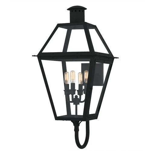 Quoizel Rue De Royal 4Lt 30" Outdoor Lantern, Black/Clear/Tempering - RO8414EK - Picture 1 of 1