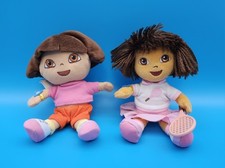 Lot 2 DORA The EXPLORER Plush Beanie Babies DOLLS 2006 Ty DORA DEL TENIS Tennis