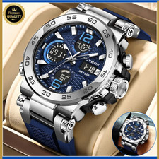 Luxury Mens Watch Quartz Diver Sport Digital Analog 5ATM Waterproof Wristwatch