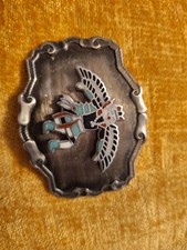 WK17154 REALLY NICE VINTAGE 1970s  INDIAN CHIEF  TRIBAL DANCE MENS BELT BUCKLE