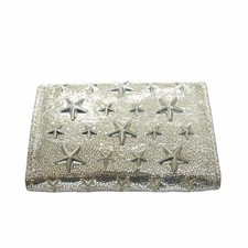 Jimmy Choo Glitter Leather 6-Row Key Case Silver Metallic Japan