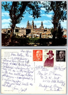 Santiago de Compostela Cathedral Spain Postcard 1960s Posted Air Mail