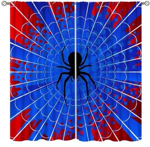 Cortinas de tela de araña Superhéroe, ventana azul rojo 21"W x 63"L (paquete de 2) Spider-8 Foto 2 de 4