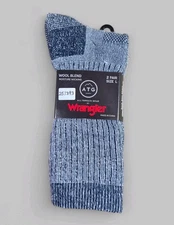 WRANGLER Mens Socks Crew ATG All Terrain Gear Boot Wool 2 Pair Shoe Size 9-12 