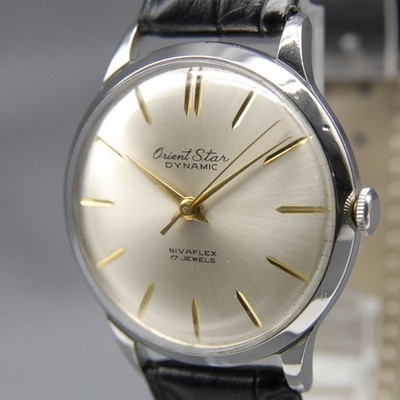 [N MINT] Vtg Orient Star Dynamic U14014 35mm Silver Nivaflex Manual Men's Watch