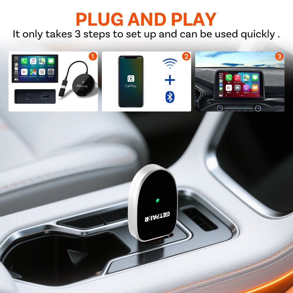 2-in-1 Wireless CarPlay Adapter & Android Auto Wireless Adapter USB ...